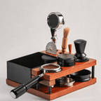 Wooden Espresso Tamping Station with Knock Drawer