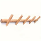 Solid Oak Wall Peg Rack, Five Hooks with Rounded Ends - product view 8