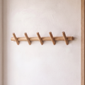 Solid Oak Wall Peg Rack, Five Hooks with Rounded Ends - product view 1
