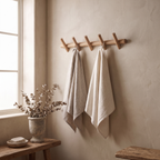 Solid Oak Wall Peg Rack, Five Hooks with Rounded Ends - product view 3