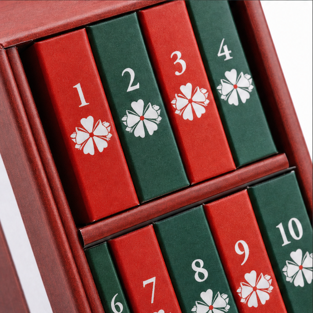 Miniature Book Christmas Advent Calendar with 24 Ornaments