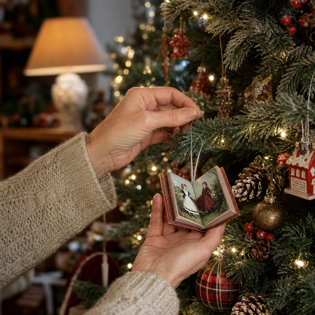 Miniature Book Christmas Advent Calendar with 24 Ornaments