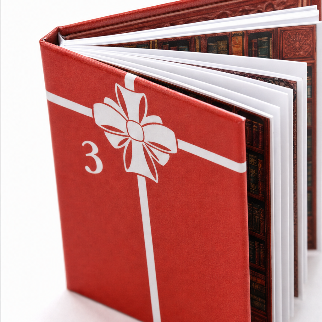 Miniature Book Christmas Advent Calendar with 24 Ornaments