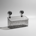Suction Cup Bathroom Wall Organiser, Clear Storage Shelf - Grey, Rectangular, Tall