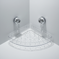 Suction Cup Bathroom Wall Organiser, Clear Storage Shelf - White, Triangle