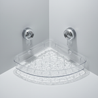 Suction Cup Bathroom Wall Organiser, Clear Storage Shelf - White, Triangle