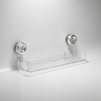 Suction Cup Bathroom Wall Organiser, Clear Storage Shelf - White, Rectangular, Low