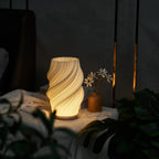 Table Lamp Modern Wave USB Dimmable Wood Base LED Light