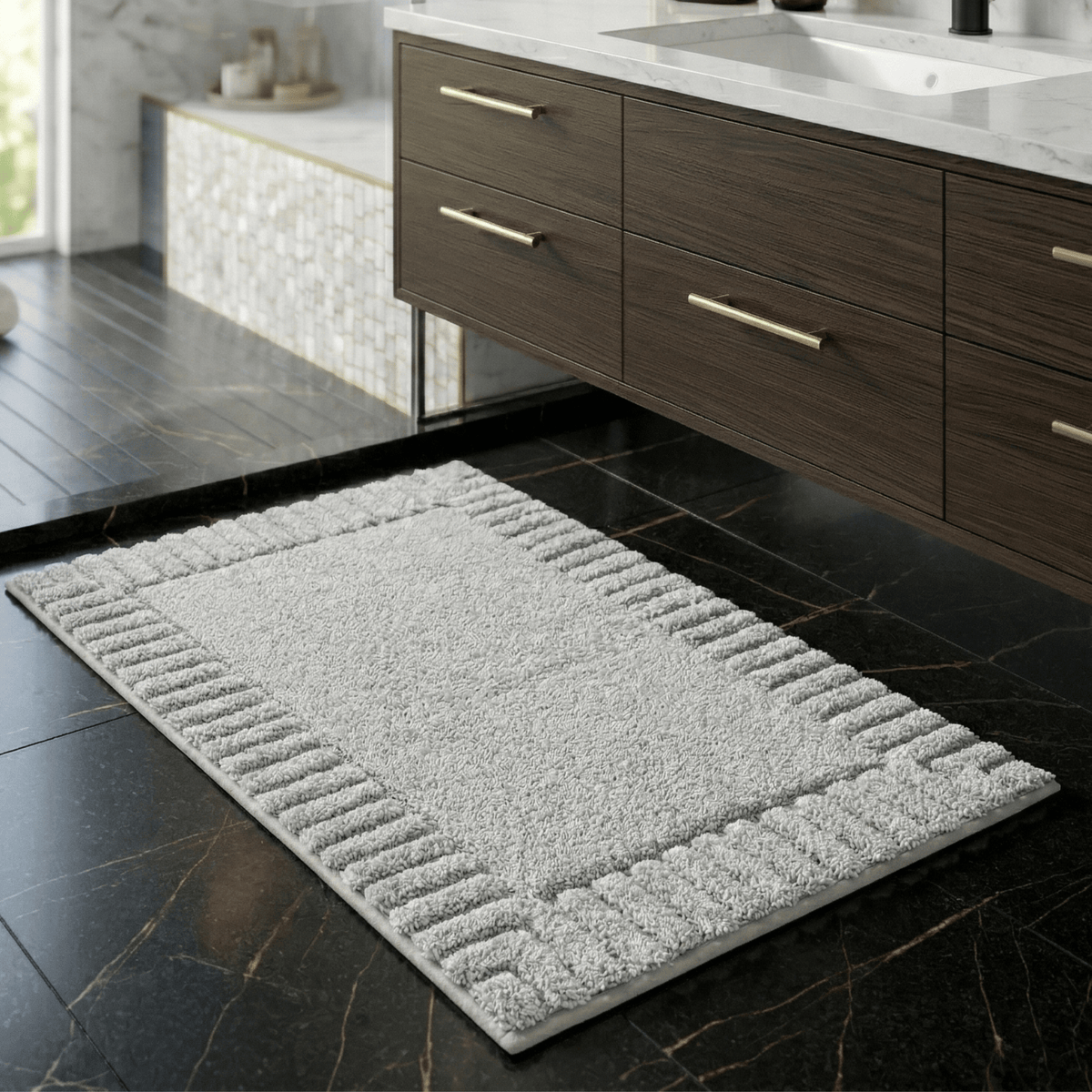 Striped Bath Mat with Non-Slip Backing