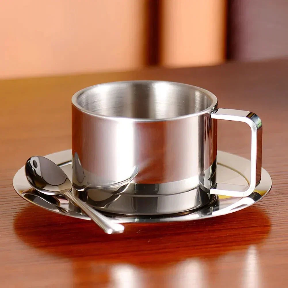Three-Piece Stainless Steel Coffee Cup Set