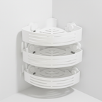 3-Tier Corner Shower Caddy, No-Drill Bathroom Organiser - White