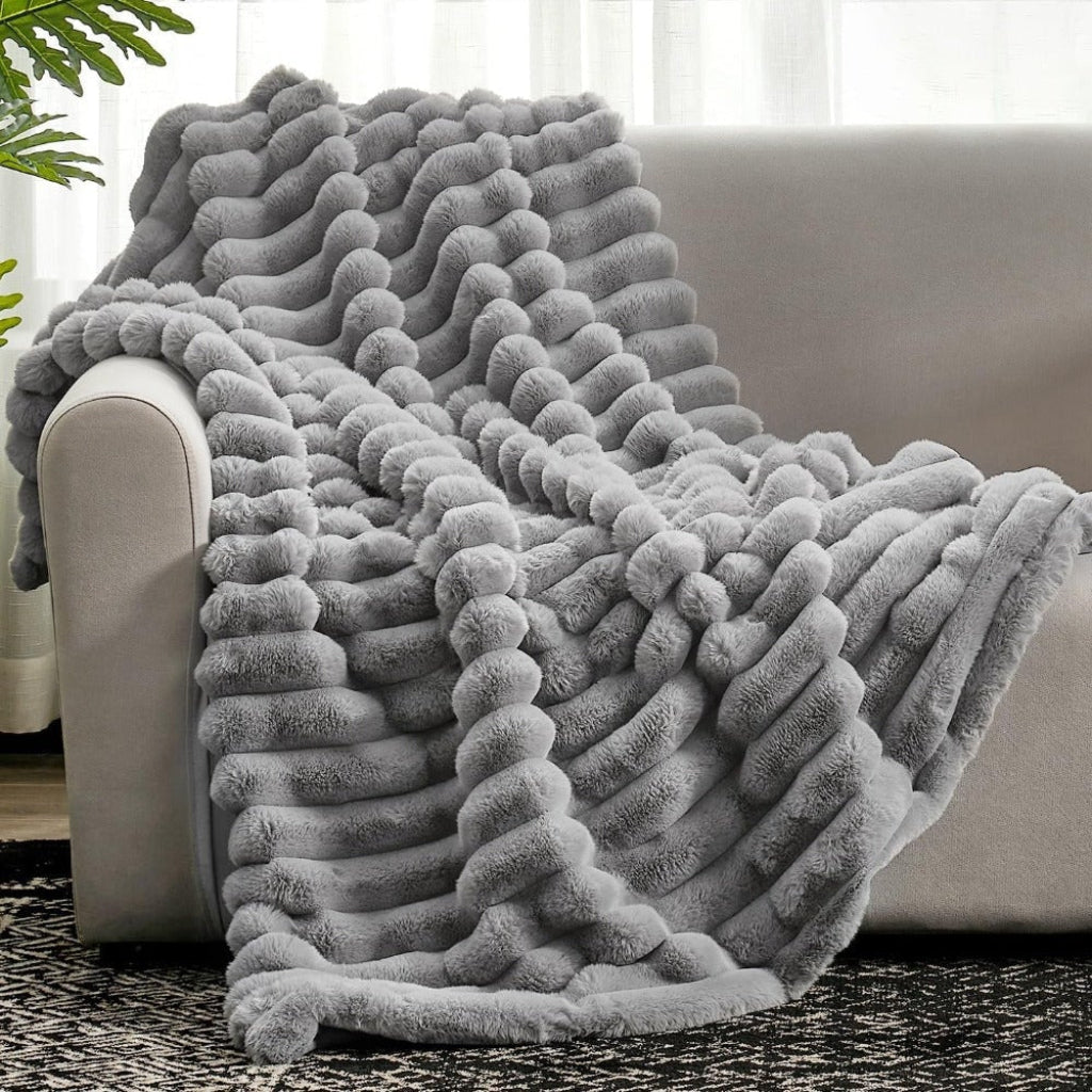 Throw Blanket Cosy Plush Soft Textured Oversized