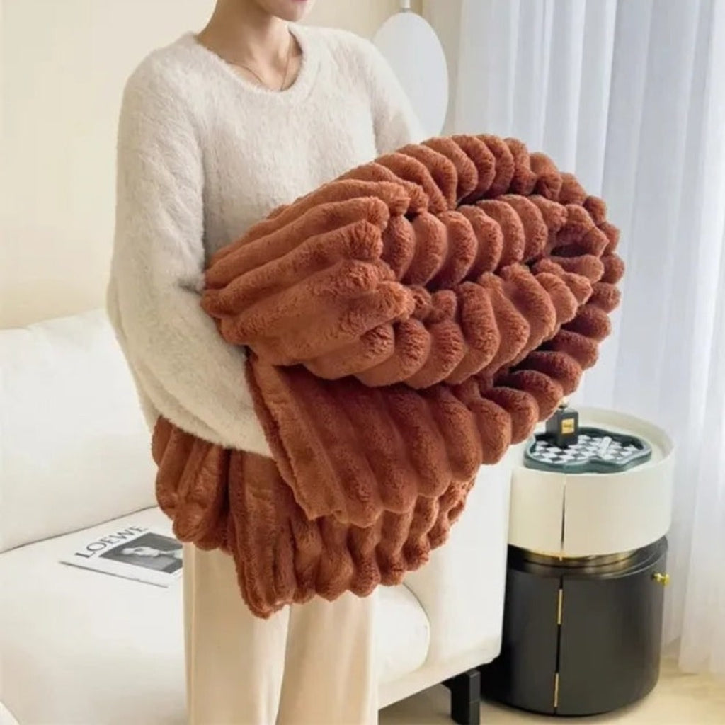 Throw Blanket Cosy Plush Soft Textured Oversized