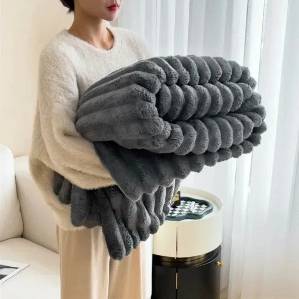 Throw Blanket Cosy Plush Soft Textured Oversized