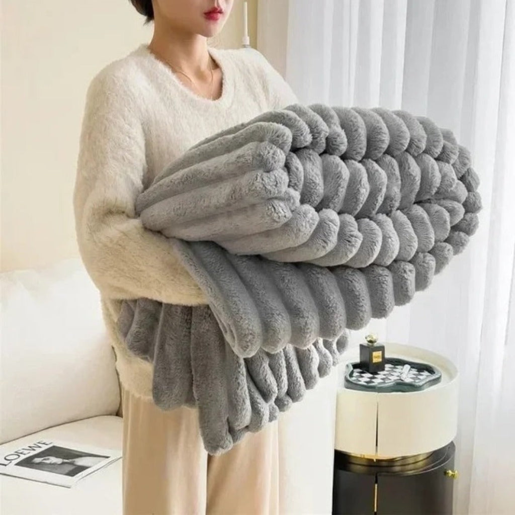 Throw Blanket Cosy Plush Soft Textured Oversized