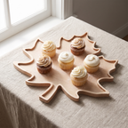 Maple Leaf Serving Tray, Decorative Faux-Wood Autumn Platter - product view 1