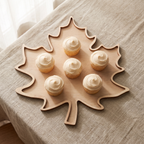 Maple Leaf Serving Tray, Decorative Faux-Wood Autumn Platter - product view 2