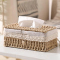 Braided Paper Rope Tissue Box Cover with Lace Trim - product view 1