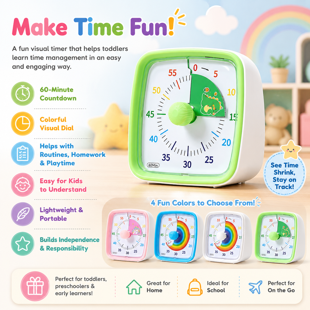 Toddler Timer Colourful Design Learning Time Management Compact Timer