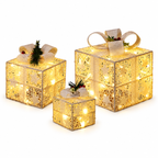 Battery-Powered LED Christmas Gift Boxes, Set of 3