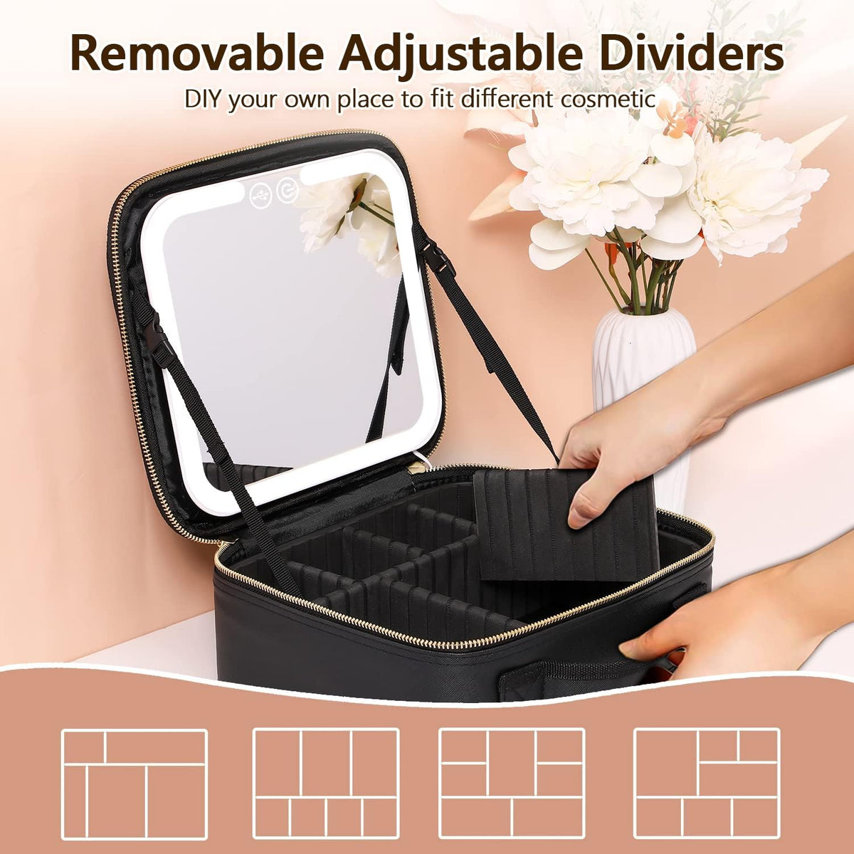 Travel Makeup Organiser with Rechargeable LED Mirror — product view 8