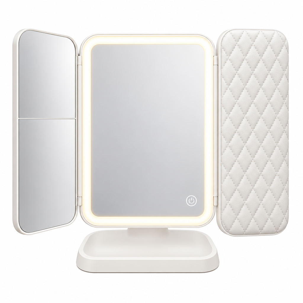 USB-C Rechargeable Tri-Fold LED Makeup Mirror