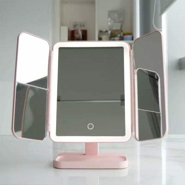 USB-C Rechargeable Tri-Fold LED Makeup Mirror