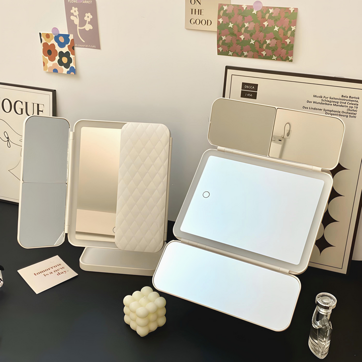 USB-C Rechargeable Tri-Fold LED Makeup Mirror