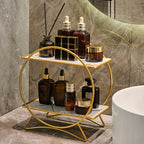 2-Tier Bathroom Countertop Organiser with Marble-Effect Shelves - product view 4
