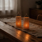 Woven Ramie Lantern with Battery-Powered Flameless LED Candle - product view 5