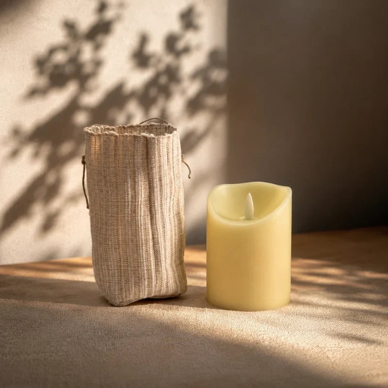 Woven Ramie Lantern with Battery-Powered Flameless LED Candle - product view 12