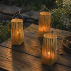 Woven Ramie Lantern with Battery-Powered Flameless LED Candle - product view 8