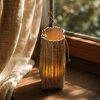 Woven Ramie Lantern with Battery-Powered Flameless LED Candle - product view 9