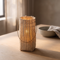 Woven Ramie Lantern with Battery-Powered Flameless LED Candle - product view 1