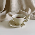 Ceramic Cup and Saucer with Seashell Handle, Glazed Finish - product view 7