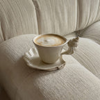 Ceramic Cup and Saucer with Seashell Handle, Glazed Finish - product view 6