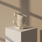 Ceramic Cup and Saucer with Seashell Handle, Glazed Finish - product view 13
