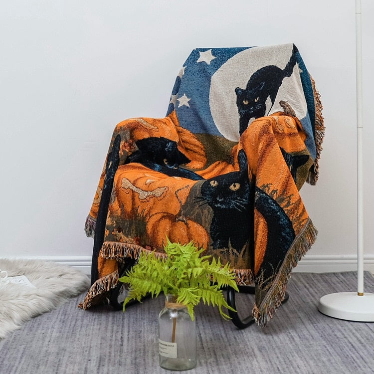 Pumpkin Pattern Knitted Sofa Throw