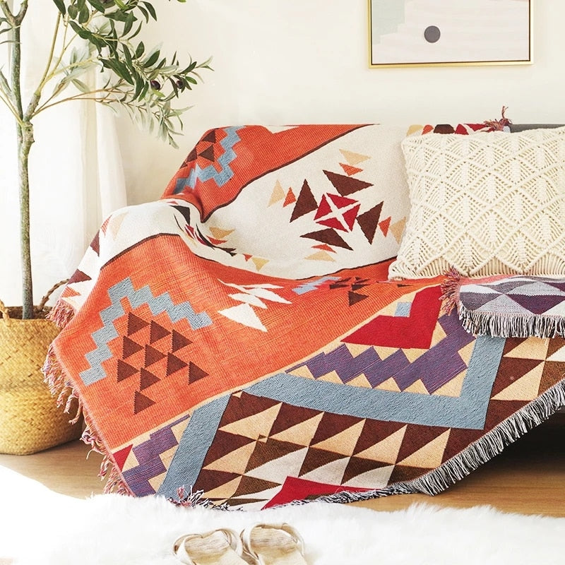 Pumpkin Pattern Knitted Sofa Throw