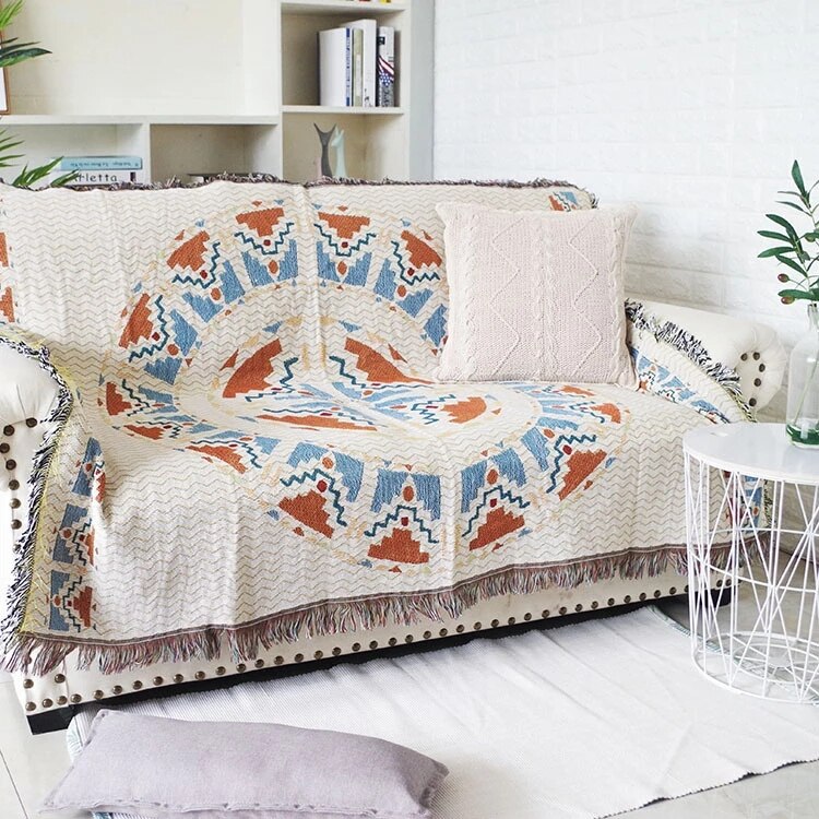 Pumpkin Pattern Knitted Sofa Throw