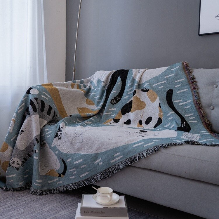 Pumpkin Pattern Knitted Sofa Throw