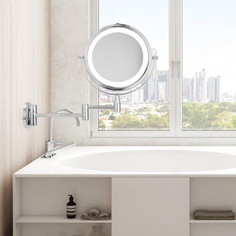 Battery-Powered LED Makeup Mirror with 1x and 7x Magnification