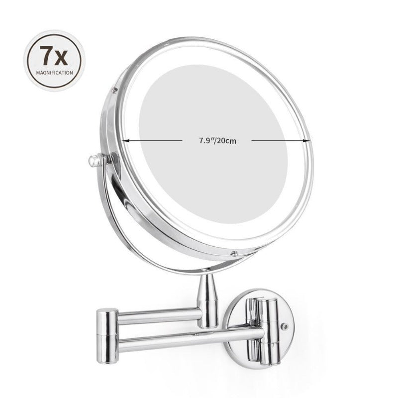 Battery-Powered LED Makeup Mirror with 1x and 7x Magnification