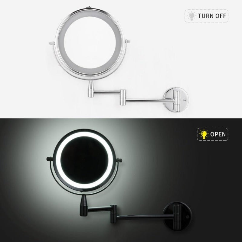 Battery-Powered LED Makeup Mirror with 1x and 7x Magnification