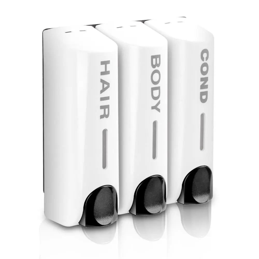 Wall-Mounted Shower Soap Dispenser, 1–3 Chambers - White, 3