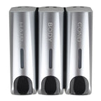 Wall-Mounted Shower Soap Dispenser, 1–3 Chambers - Silver, 3