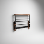 Walnut and Aluminium Bathroom Towel Rack with Storage Shelf - product view 2