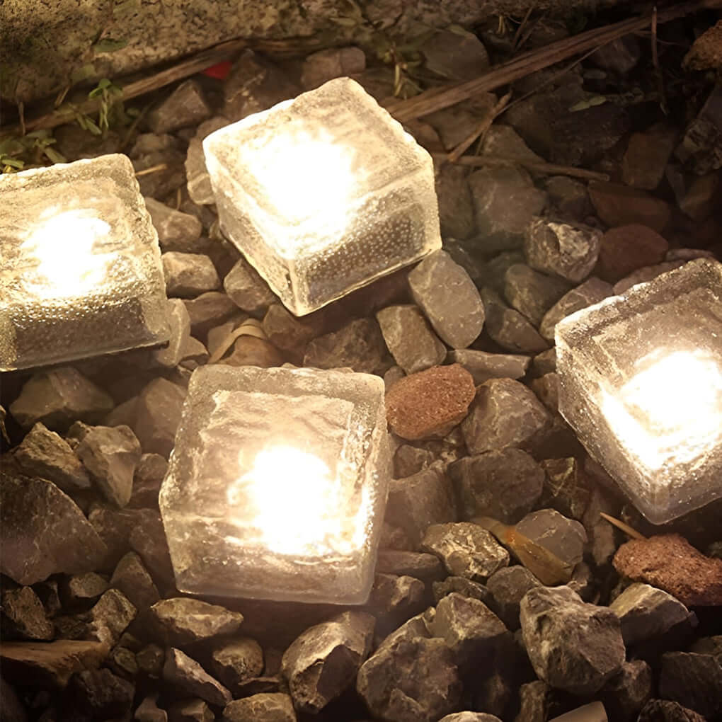 Solar Ice Cube Step Lights, IP65 LED Garden and Path Lighting — Warm White