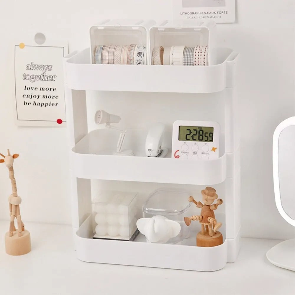 White Rounded Desktop Storage Shelf