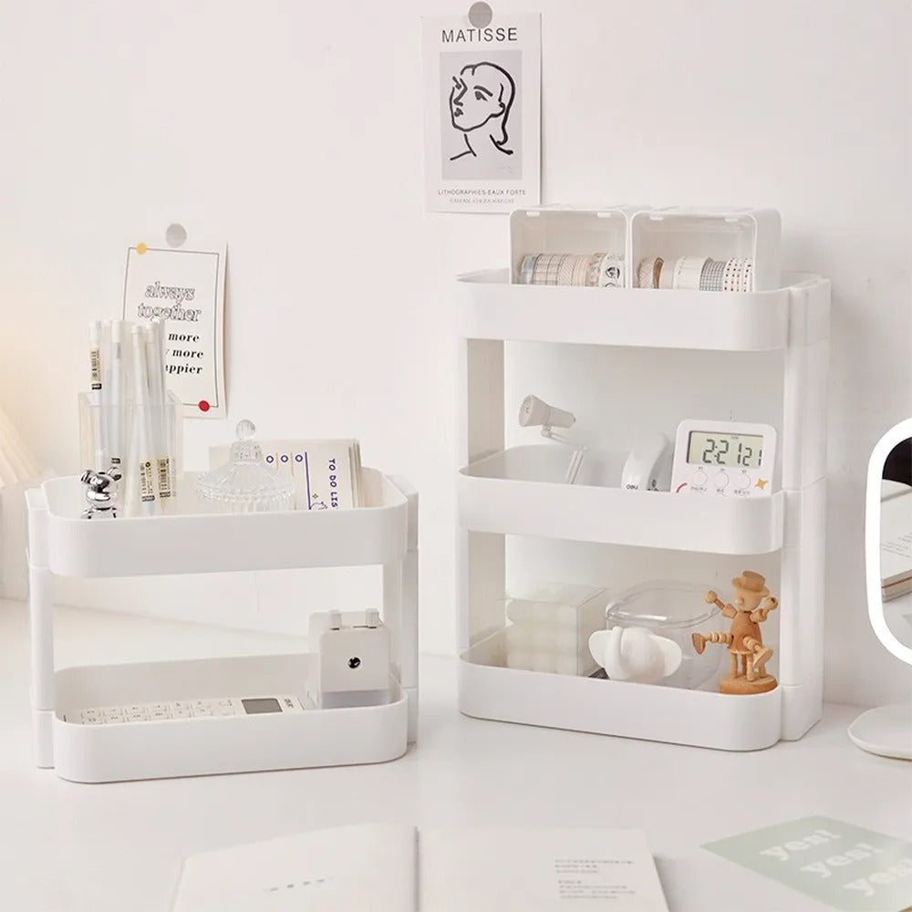 White Rounded Desktop Storage Shelf